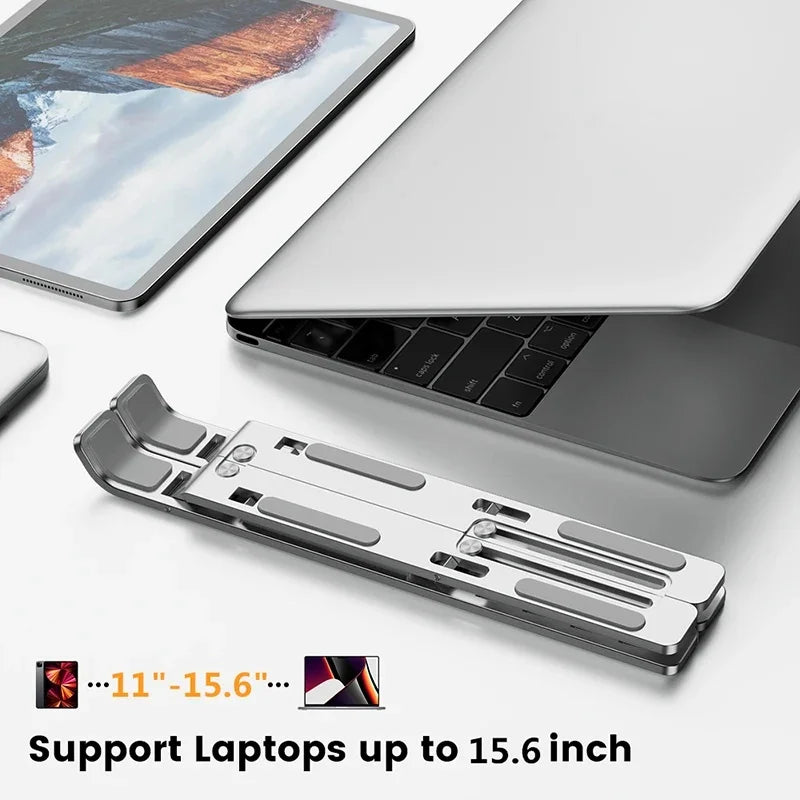 Adjustable Foldable Aluminum Alloy Laptop Stand, Portable Lifting Cooling Non-Slip Notebook Computer Holder Bracket