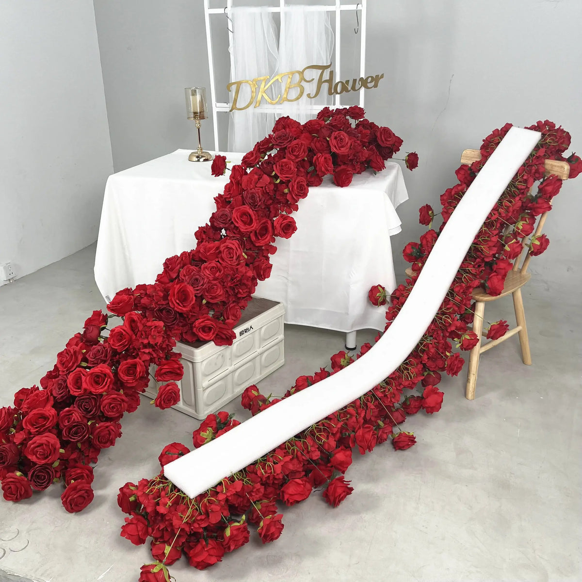 2m red rose Artificial Green Plants Flower Row Runner Wedding Backdrop center Flower ball Decor Floral Wall Party showcase Props