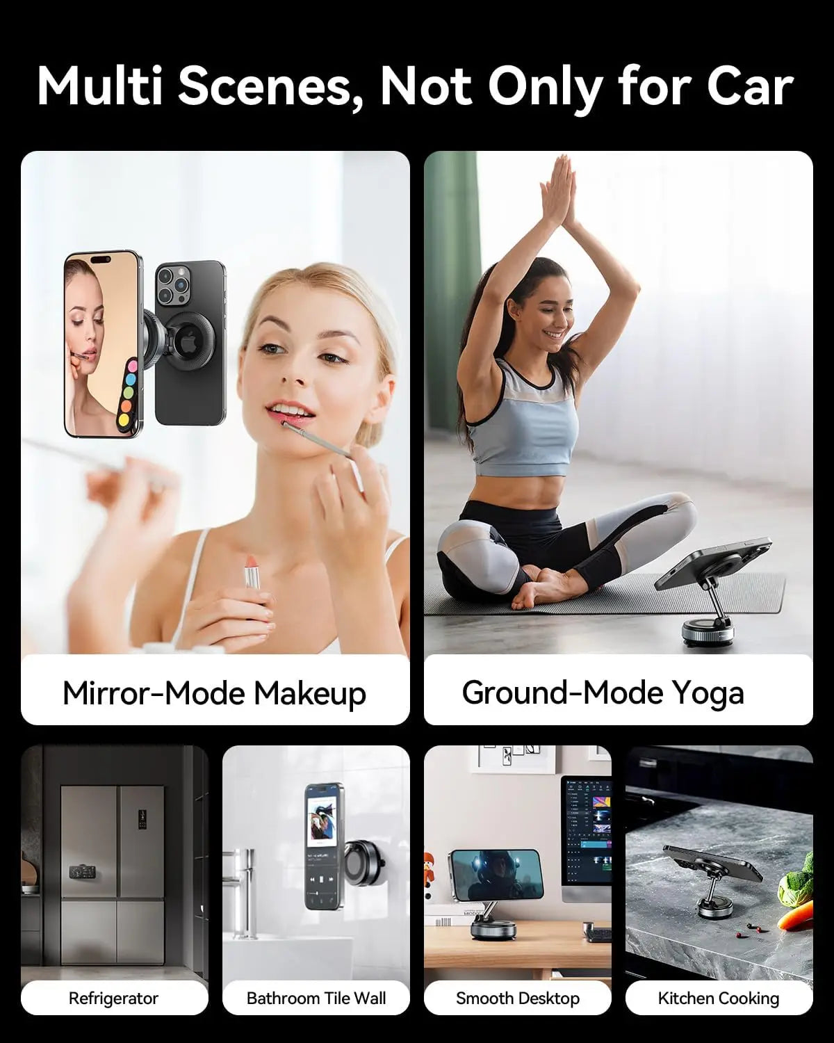 K007/K009 Strong Magnetic Car Phone Holder Foldable Design 360° Adjustable Vacuum Mount for Car/Desk/Bathroom/Universal Use