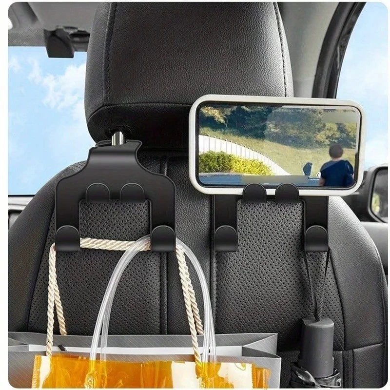 Multifunctional Car Seat Back Hook Double Head Phone Hanger Headrest Hanging Bag Storage Hanger Car Interior Accessories