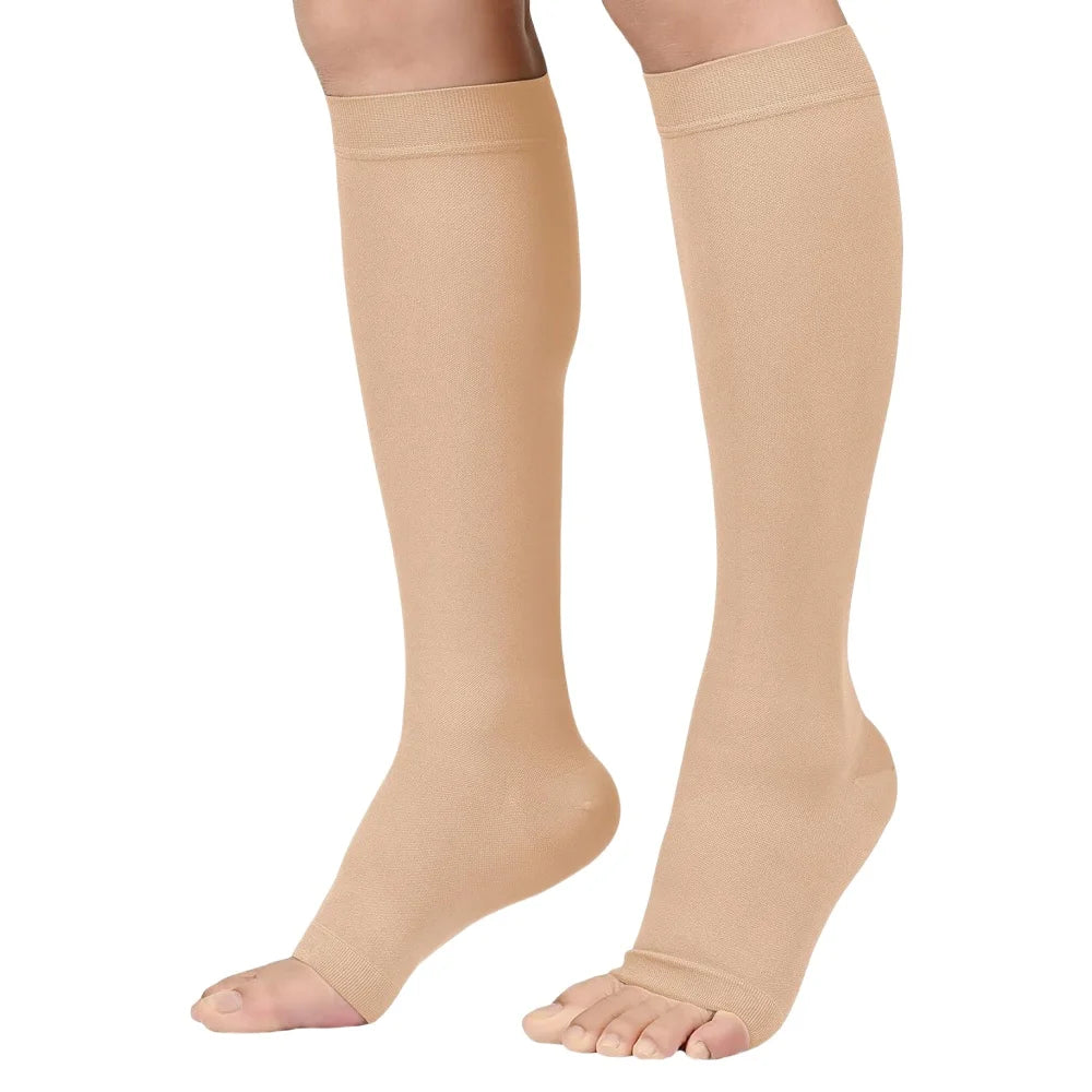 1 Pair Varicose Veins Medical Compression Stockings 23-32mmHg Pressure Level 2 Serious Calf Leg Slimming Socks Open / Close Toes