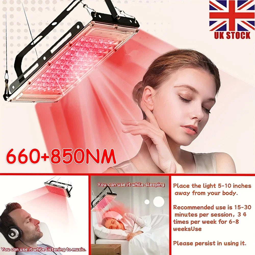 96 LEDs USB Red Light Therapy Lamp Infrared Light Therapy 660nm & 850nm NIR Light Device for Body Pain Relief and Skin Care