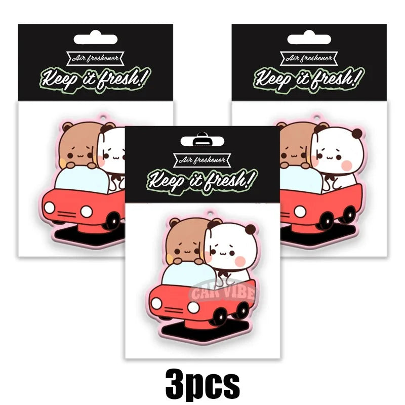 BUBU & DUDU cute bear car freshener pendant — fits vents, mirrors,Great as a scent strip, mirror charm