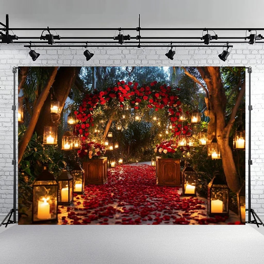 Rose Floral Background Summer Party Banner Flower Wall Wedding Birthday Decorations Bridal Marriage Backdrop Photography Studio