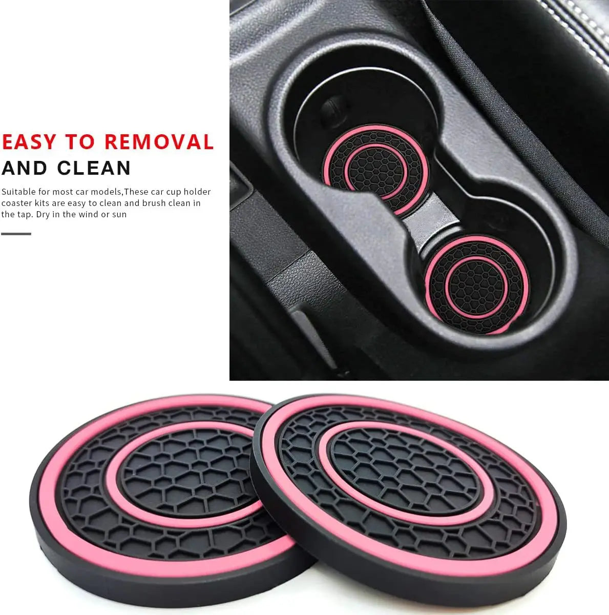 2pcs Non-slip Car Water Cup Pad For Tesla And SUV Sedan Rubber Mat For Bottle Holder Coaster Auto Interior Anti-skid Cup Holders