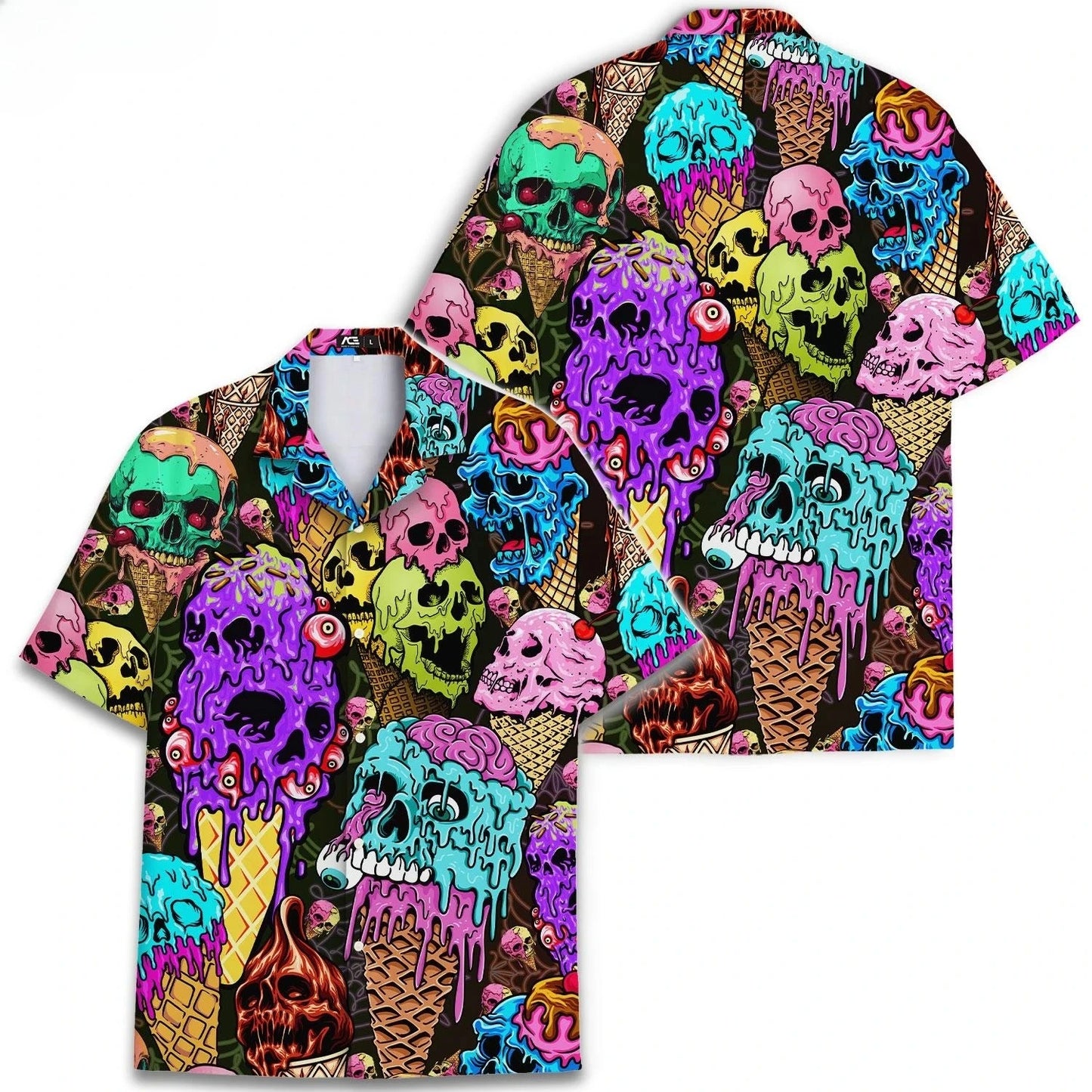 2025 Cold Ice Cream Hawaii Shirt Unisex 3D Printed Funny Popsicle Aloha Shirts Summer Short Sleeve Beach Lapel Blouse Tops