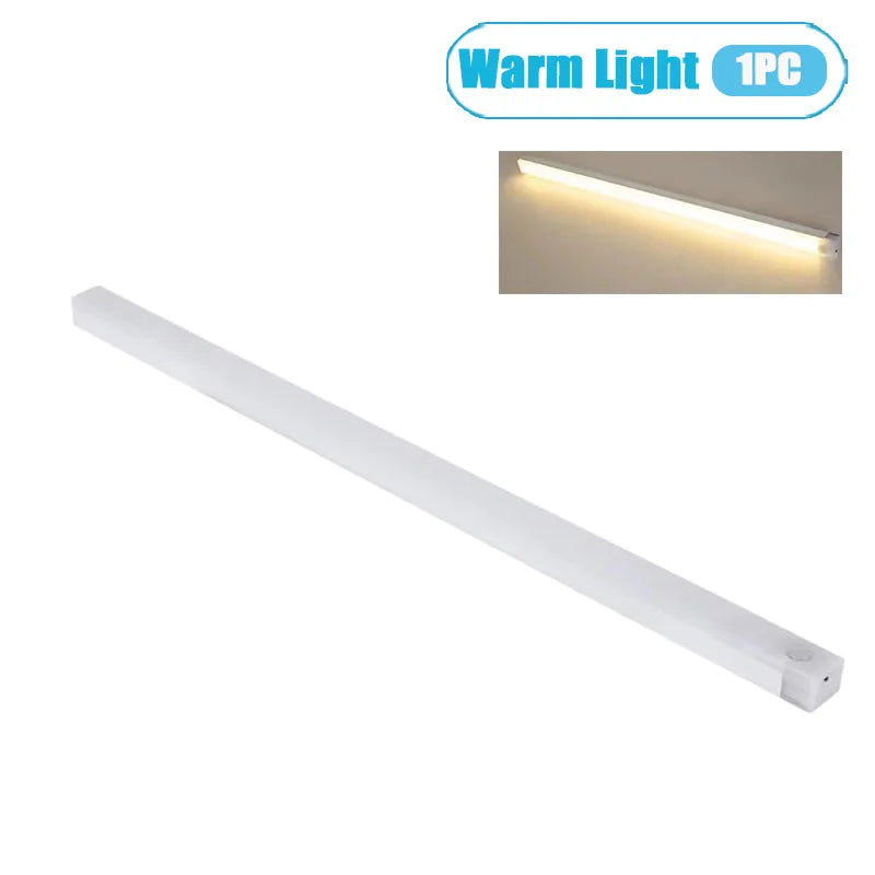 1/2/4PCS Motion Sensor LED Under Cabinet Light Rechargeable Magnetic Strip Lamp for Kitchen and Closet