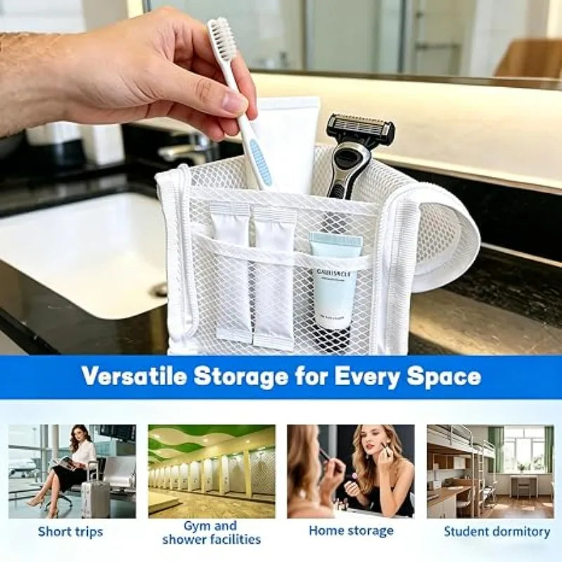 Standing Mesh Toiletry Bag Portable EVA Waterproof Travel Foldable Toothbrush Cosmetic Organizer Women Bathroom Storage Pouch