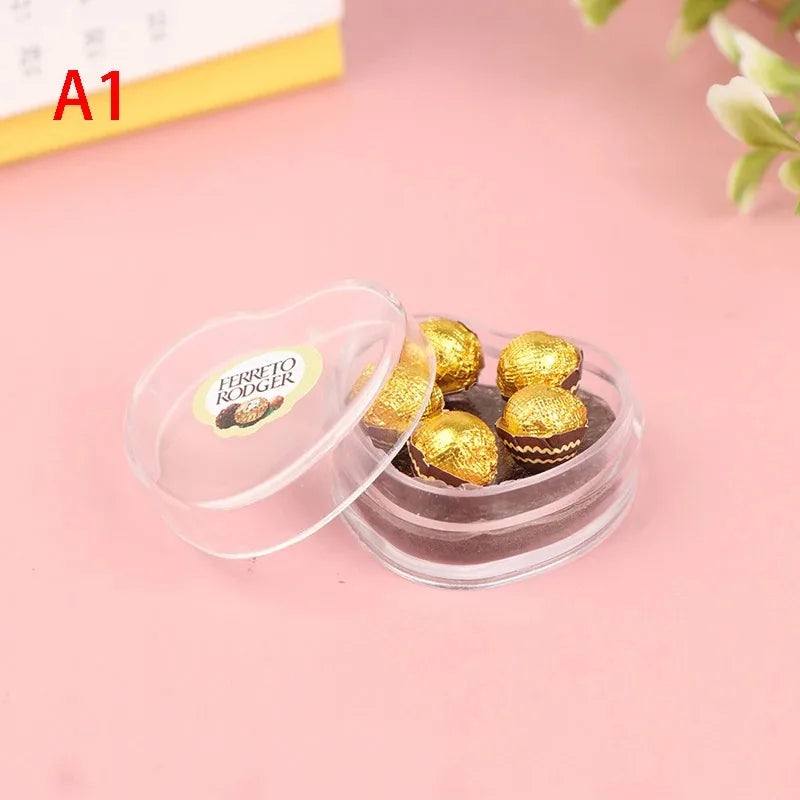 1/12 Scale Dollhouse Mini Boxed Chocolate Model, Simulated Fake Food, Kitchen Decor