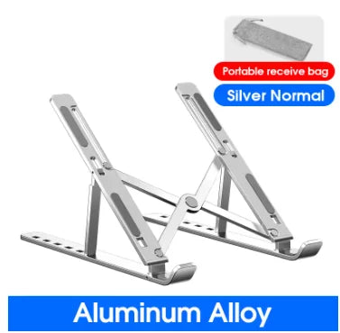 Adjustable Aluminum Laptop Stand - 6-Level Height, Foldable & Portable Design For 8-16” Laptops, Enhanced Ventilation & Heat