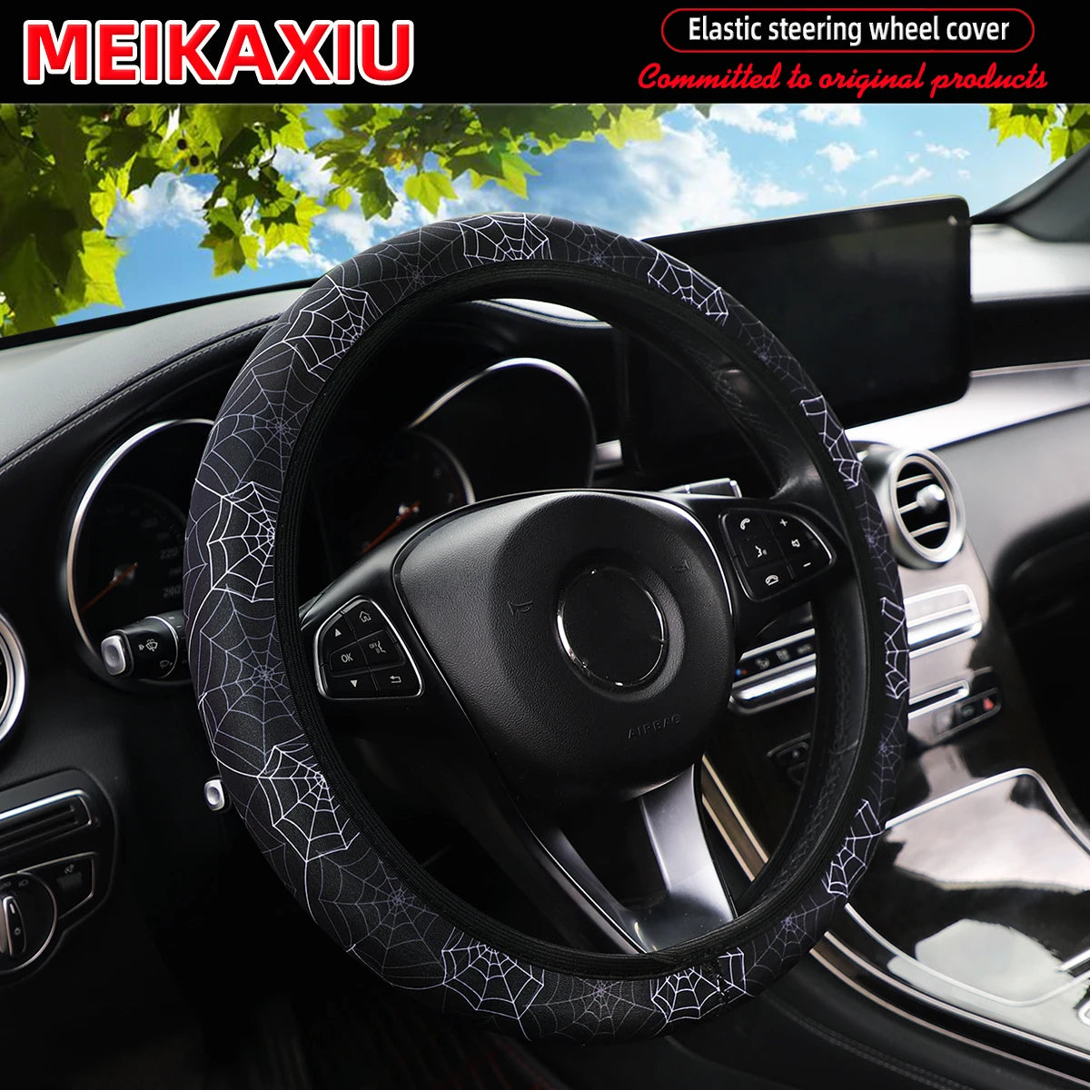 16 styles of cow Daisy red and white flower Panda diving material elastic car steering wheel covers without inner rings