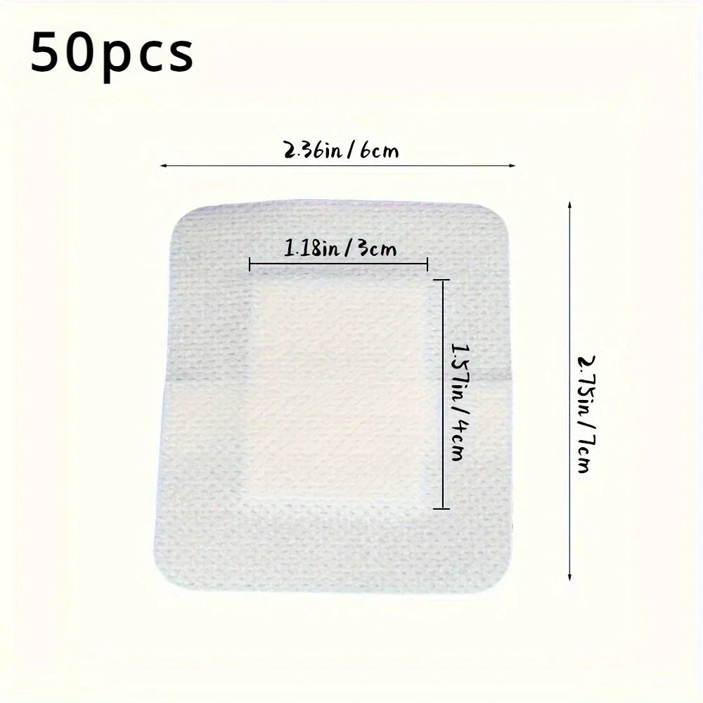 50pcs Large Size Hypoallergenic Non-woven Medical Adhesive Wound Dressing Band Aid Bandage Large Wound First Aid 6*7cm