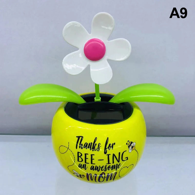 Car Ornament Solar Apple Flower Automatic Swing Sun Flower Bee Butterfly Love Beetle Car Decoration Accessories