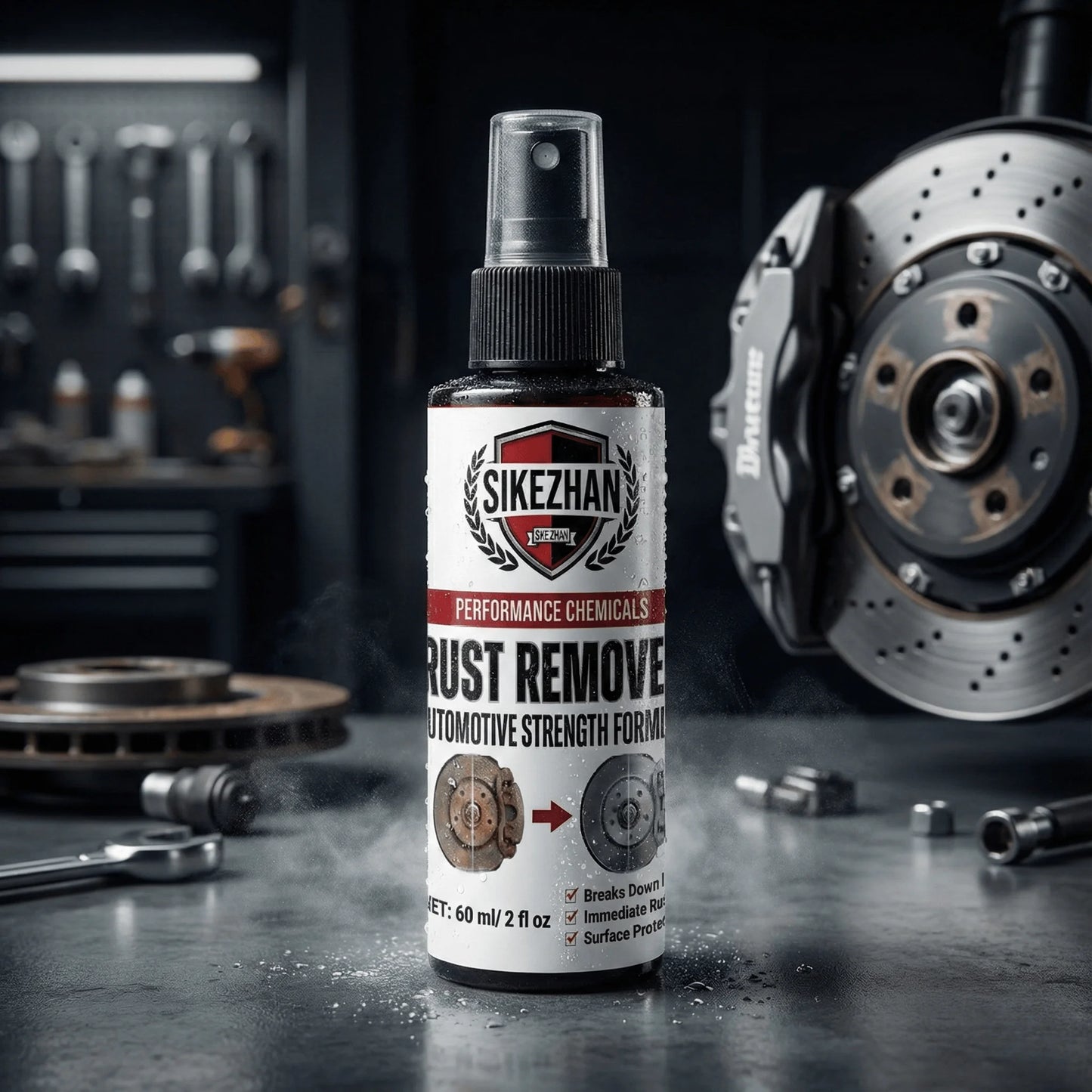 Powerful Car Rust Remover Spray Iron Dust Cleaning for Wheels & Metal Parts Auto Detail Rust Converter Kit with Sponge & Towel 6