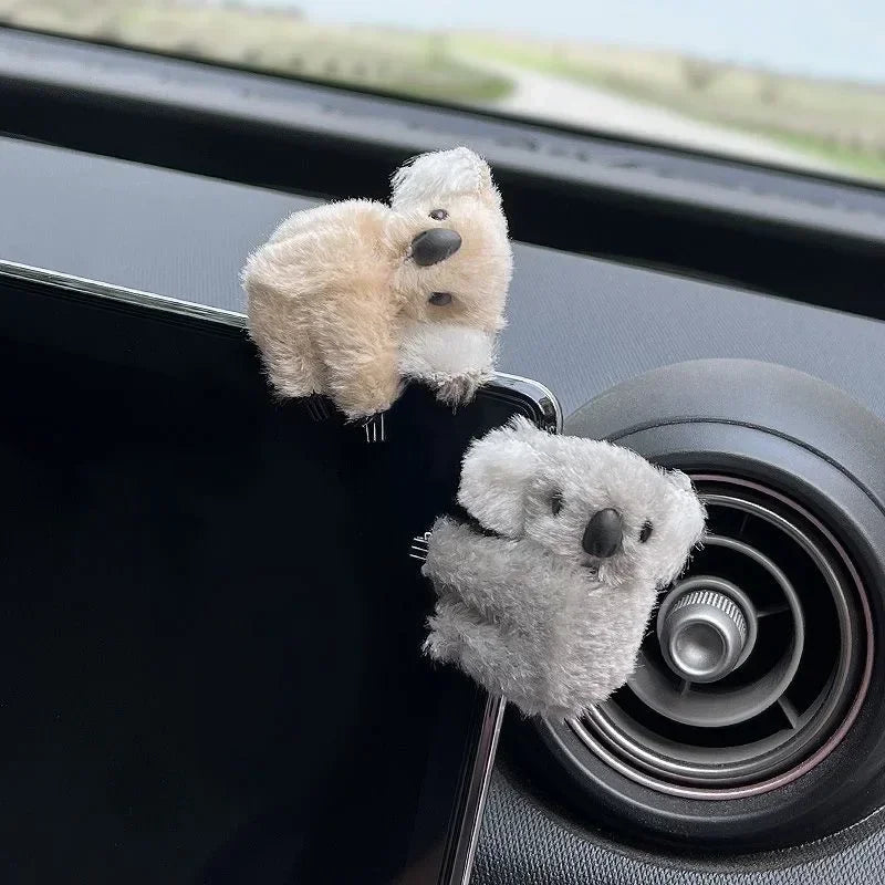 Plush Koala Car Decor - Clip-on Mirror/Visor/Screen Hanger for Auto Interior, Soft Stuffed Animal Accessory