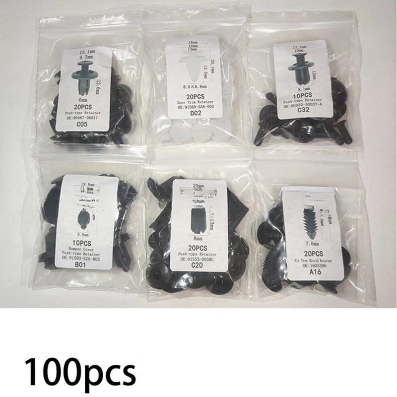 New Car Disassembly Tool With Auto Fastener Clips Mixed Kit Car Body Push Retainer Pin Rivet Bumper Door Trim Panel Fastener Kit