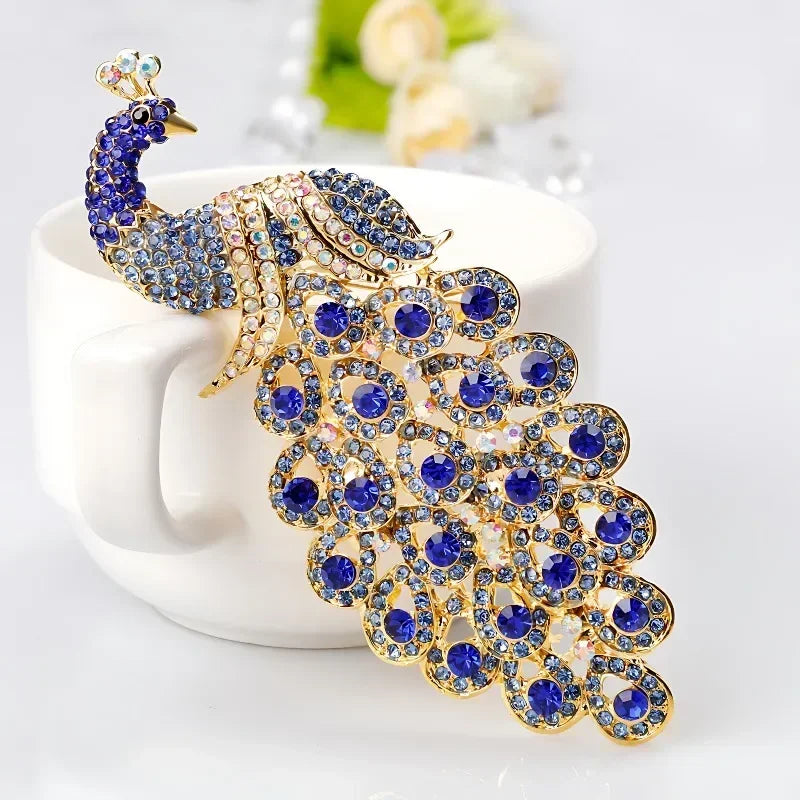 Luxury Peacock Feather Brooch, Sparkling Rhinestone Jewelry, Elegant Women's Daily & Formal Accessory Gift