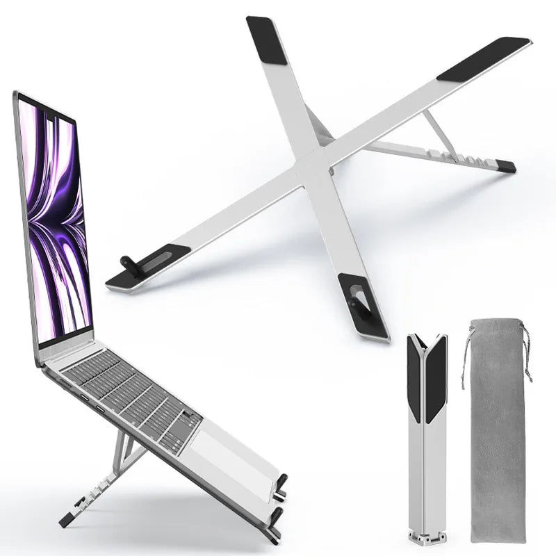 New Laptop Stand With USBHUB Height-Adjustable Cooling Expansion Dock, Foldable Aluminum Alloy