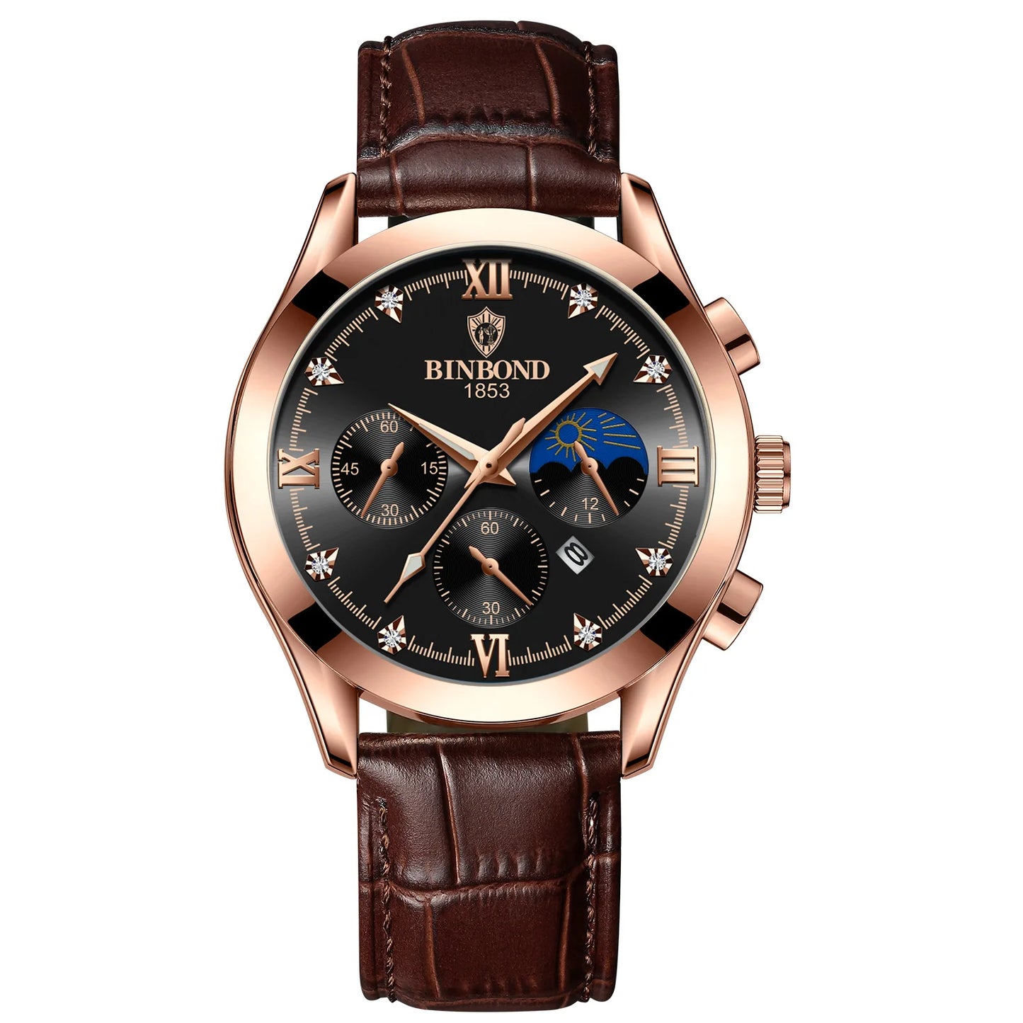BINBOND Authentic Brand Precise Quartz Watches For Men Luxury Luminous Waterproof Sturdy Men's Watch Stainless Steel Reloj