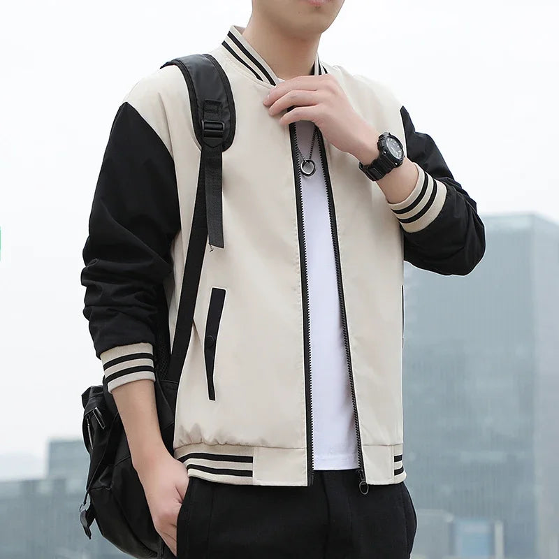 Spring Autumn Men Baseball Jacket Stand Collar Korean Style Casual Jackets And Coats Male Slim Fit Bomber Jacket 5XL