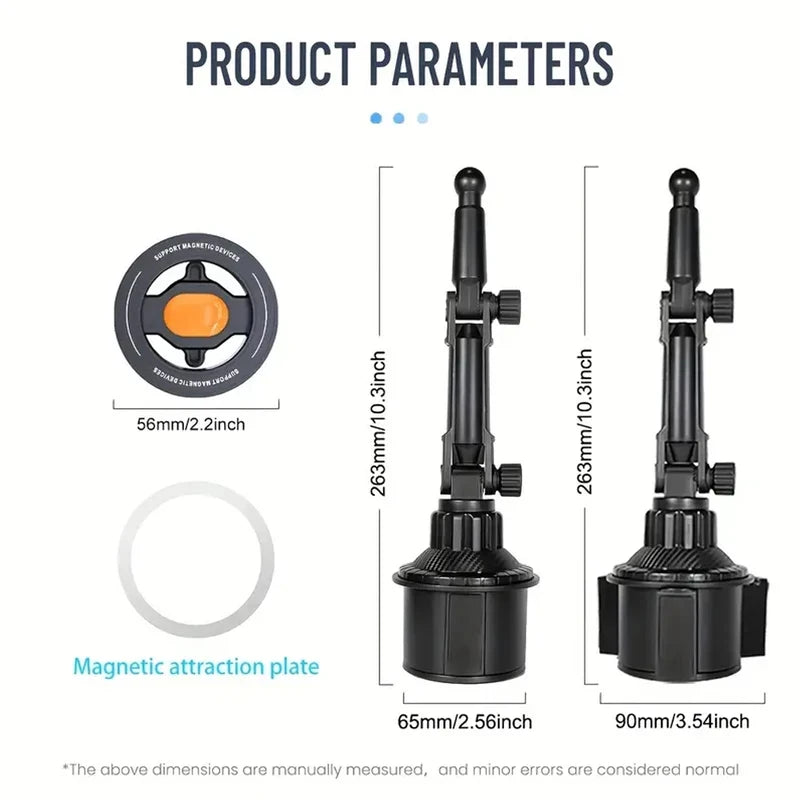 Magnetic Car Phone Mount for Magsafe IPhone 16 15 14 13 12 Samsung Xiaomi 360° Rotation Water Cup Holder Universal Cell Mount