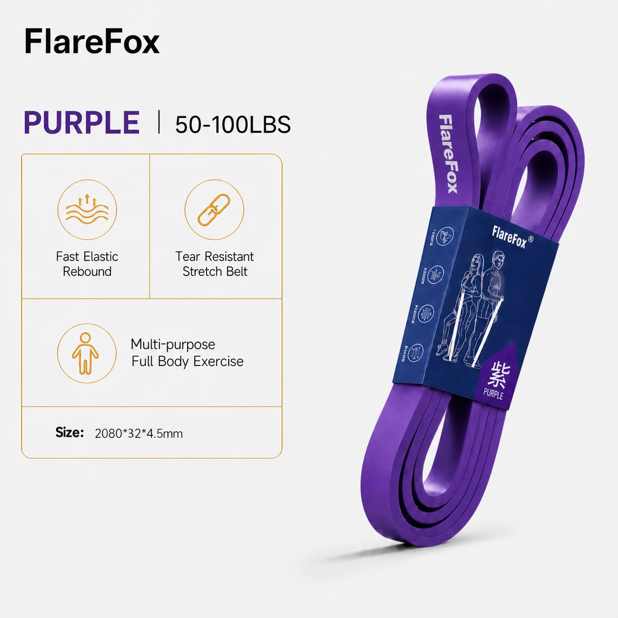 FlareFox Adjustable Multi Resistance Bands Push-pull Rod Pull-Up Assist Strap Strength Training Home Gym Equipment Workout Kit