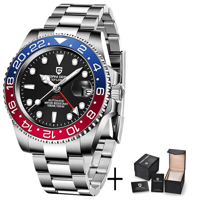 2026 New PAGANI DESIGN Luxury Men Mechanical Watches Stainless Steel GMT Watch Top Brand Sapphire Glass Men Watch reloj hombre