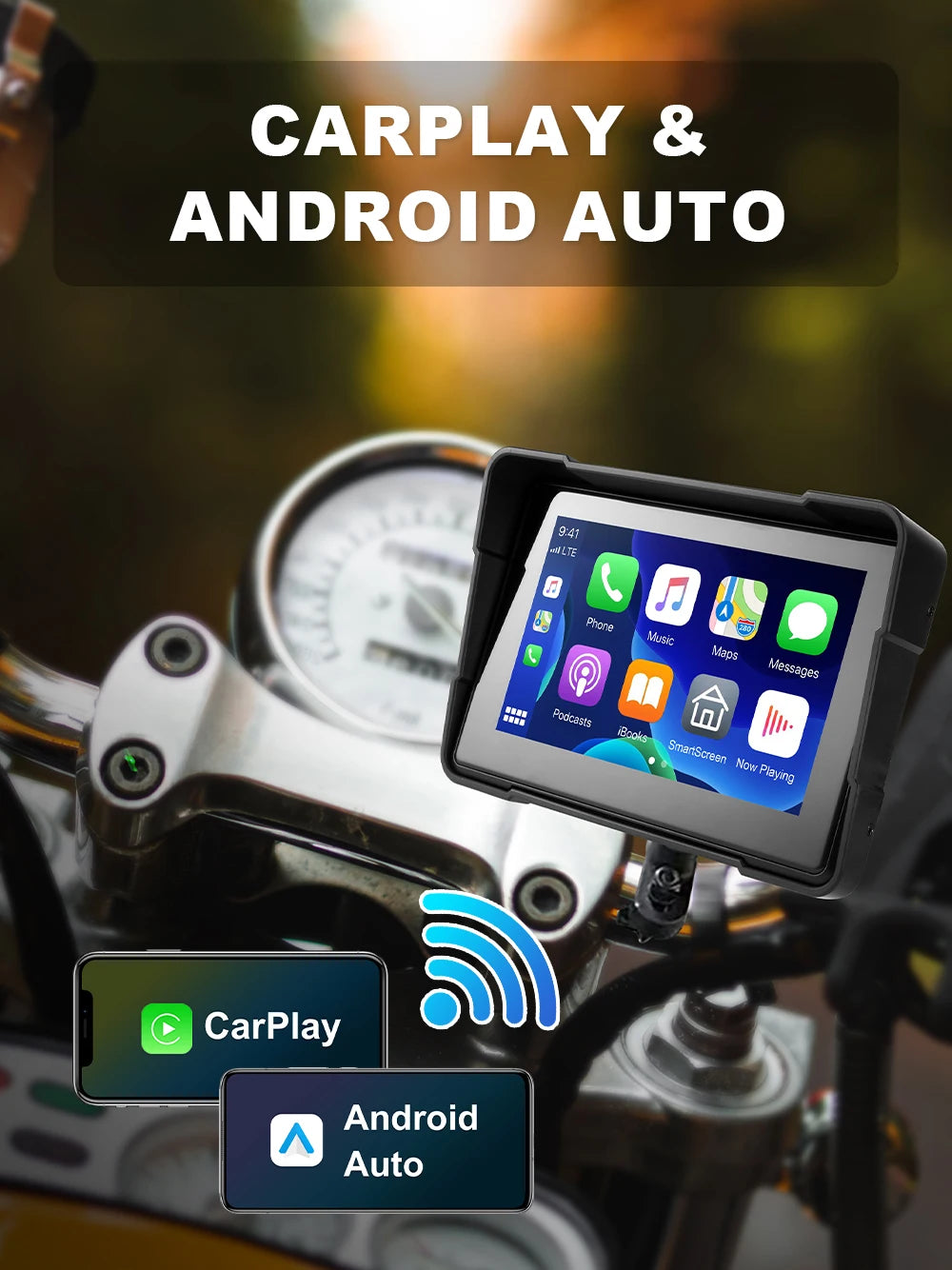 5 Inch Universal Motorcycle CarPlay Display Screen Waterproof Android Auto Motorbike GPS Navigator