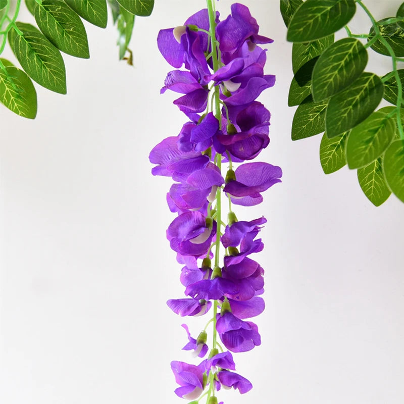 7ft 2m Flower String Artificial Wisteria Vine Garland Plants Foliage Outdoor Home Trailing Flower Fake Flower Hanging Wall Decor