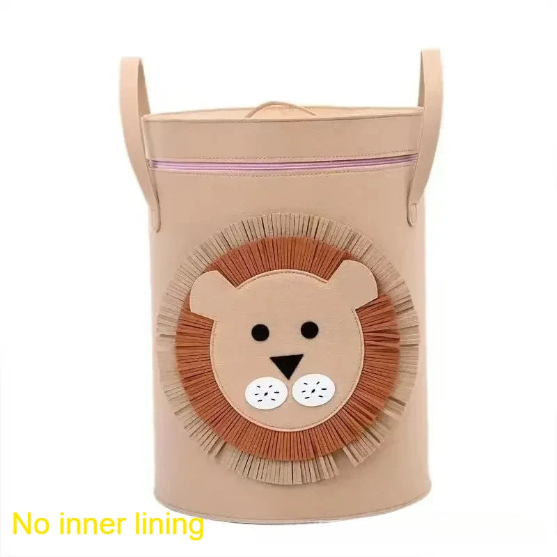 Children Toys Storage Basket Foldable Household Laundry Bag Cute Cotton Linen Bucket Cartoon Print Clothes Organizer Baskets