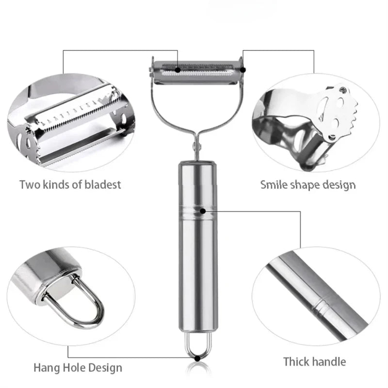 2-in-1 High Quality Stainless Steel Potato Cucumber Carrot Grater Julienne Peeler Vegetables Fruit Peeler Vegetable Slicer