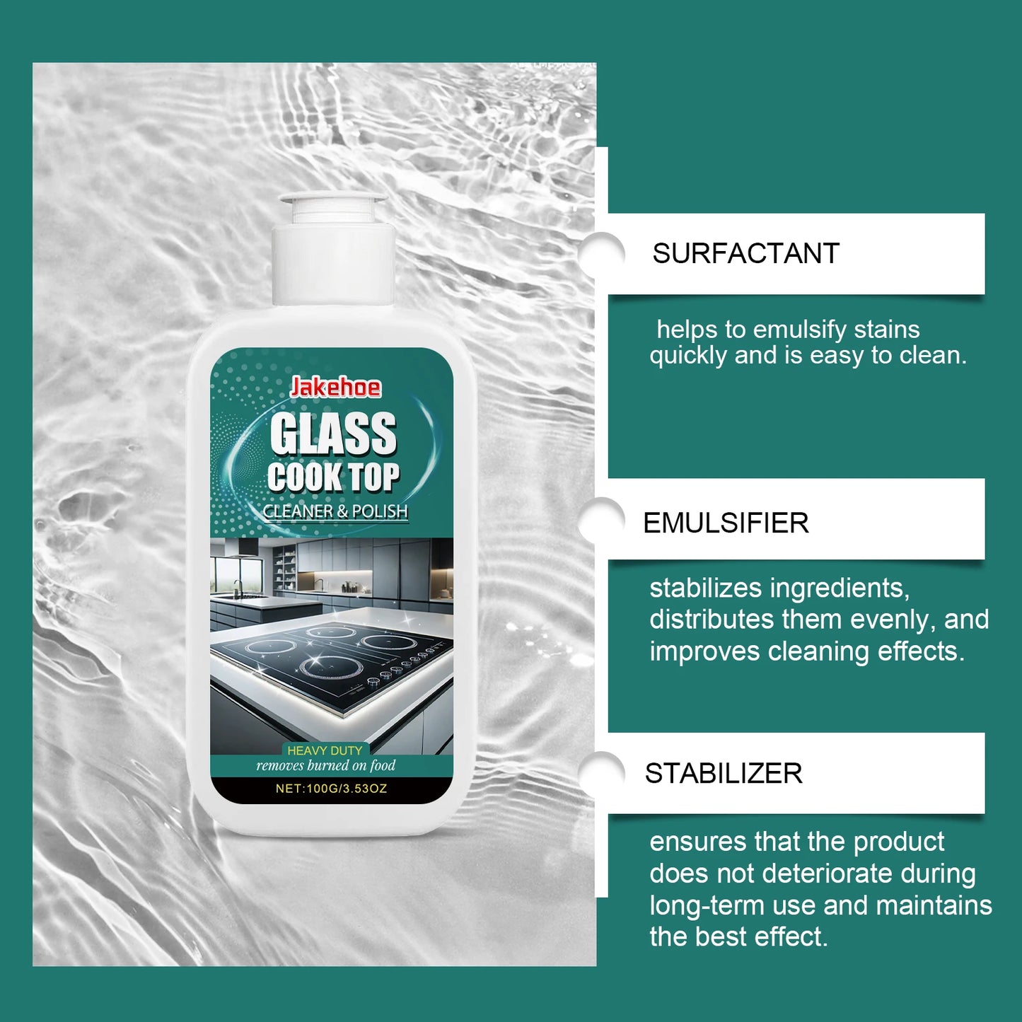 100/300/500g Glass Cooktop Cleaning Polish: Deeply removes stubborn stains from the stove, repairs scratches, and restores shine