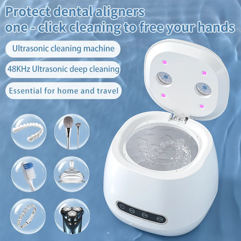 48KHZ Ultrasonic Braces Cleaning Machine USB rechargeable Multi-function Invisible Retainer Denture Machine Jewelry High Frequen