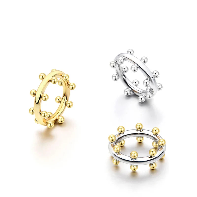 Punk Beads Finger Rings For Women PVD 18K Gold Plated Anti-fading Ring Simple Minimalist Fashion Jewelry OEM/ODM Supplier