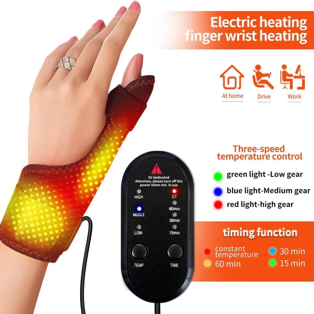 Heating Massage Finger Braces 3 Levels Hot Compress Massage Finger Brace Hand Finger Protector Massage Instrument Spa