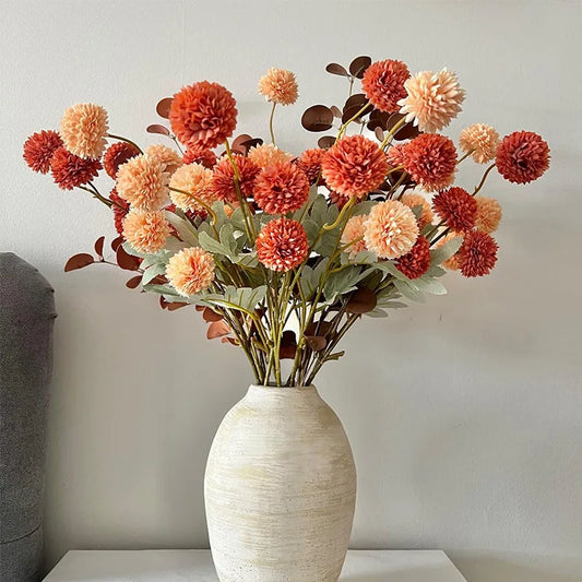 20" Faux Kiku Flowers Fall Flowers Artificial Decoration for Vase Home Room Wedding Decor Arrangement Table Holiday Party Decor