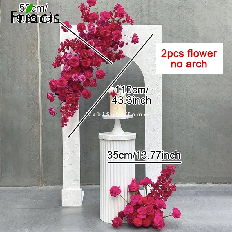 Artificial Rose Hydrangea Peony Flower Row Wedding Arch Backdrop Wall Hanging Floral Hotel Event Party Home Decor Window Display