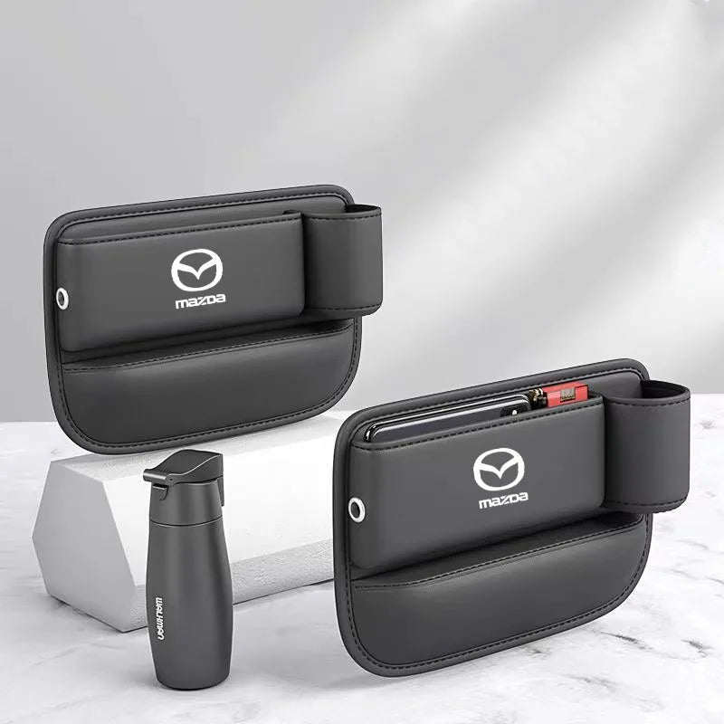 Leather Car Seat Storage Box Slit Gap Filler Cup Holder for Mazda Axela Atenza CX9 MX3 MX5 RX8 RX7 MX30 CX30 Auto Accessories