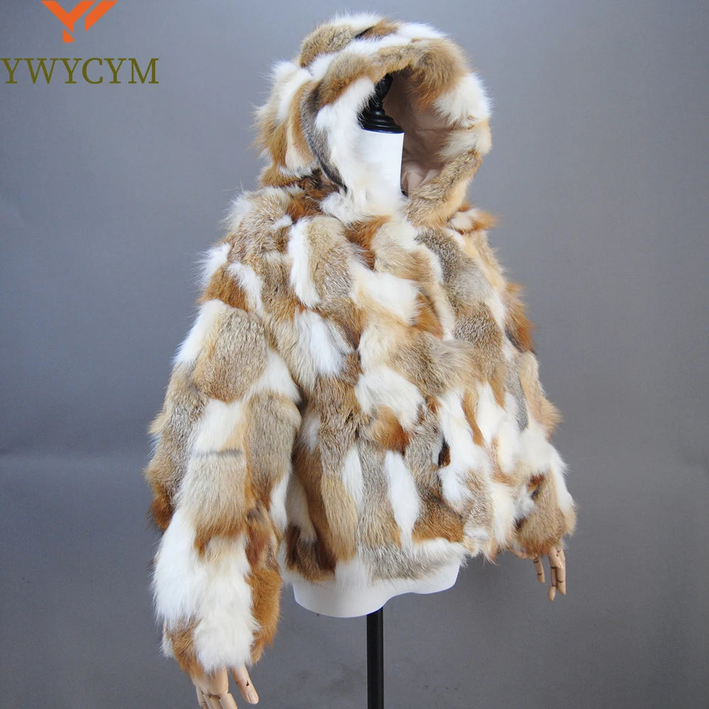 Fashion Natural Fox Fur Coat Sleeve Fur Real Fox Fur Natural Raccoon Winter Women Fur Coat High Quality Silver Fox Fed Fox Fur