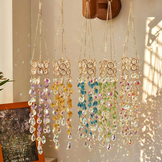 Hanging window sill garden crystal sun catcher, gold-plated design, suitable for indoor and outdoor decoration as well as party