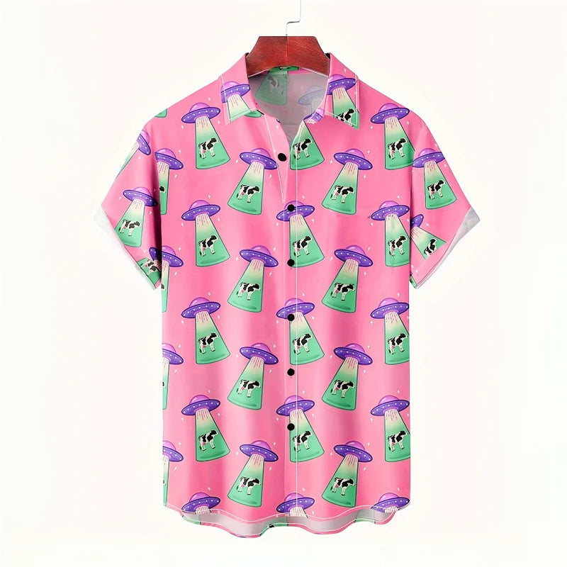 Fashion Cat Dog Hawaiian Shirt Men 3d Printed Animal Pig Graphic Short Sleeve Shirts New Design Summer Beach Lapel Button Blouse