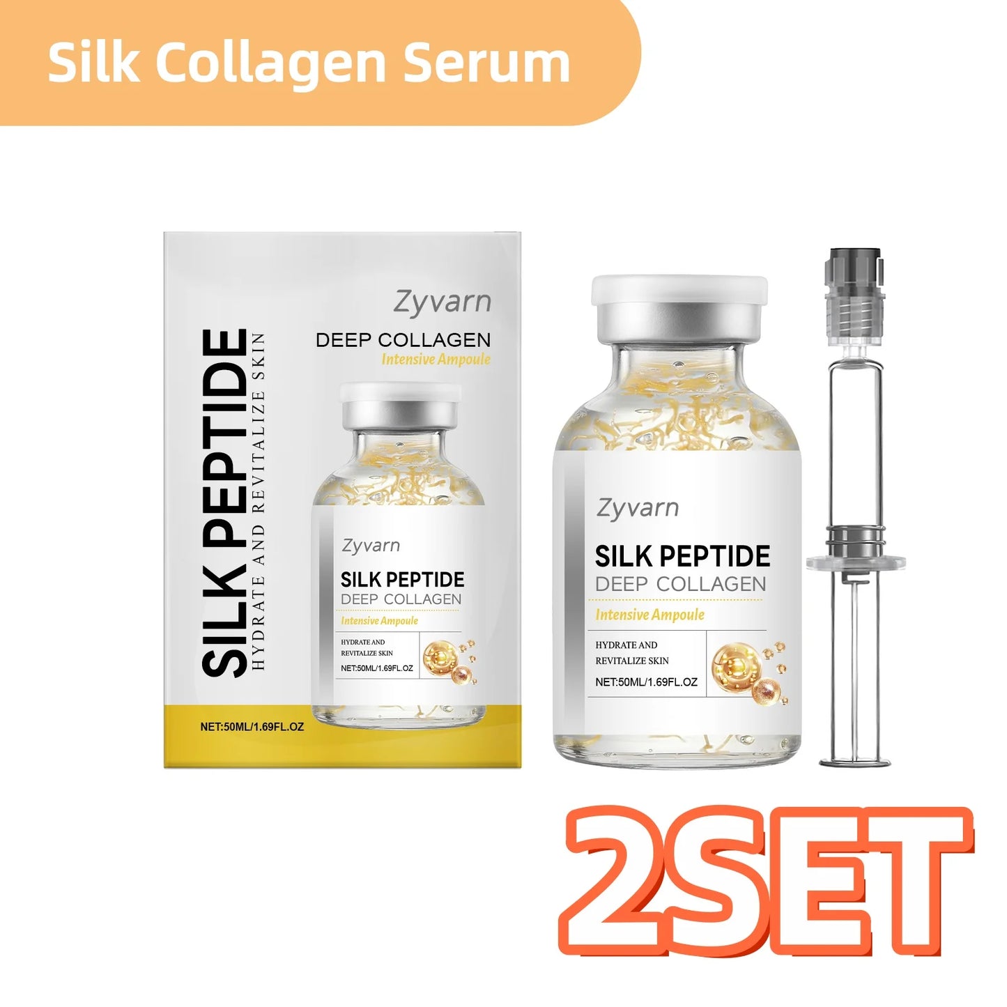 Silk Collagen Serum Ampoule with Copper Peptides For Facial Care Smooth Fine Lines Deep Hydrate Firm Loose Skin Korean Skin Care