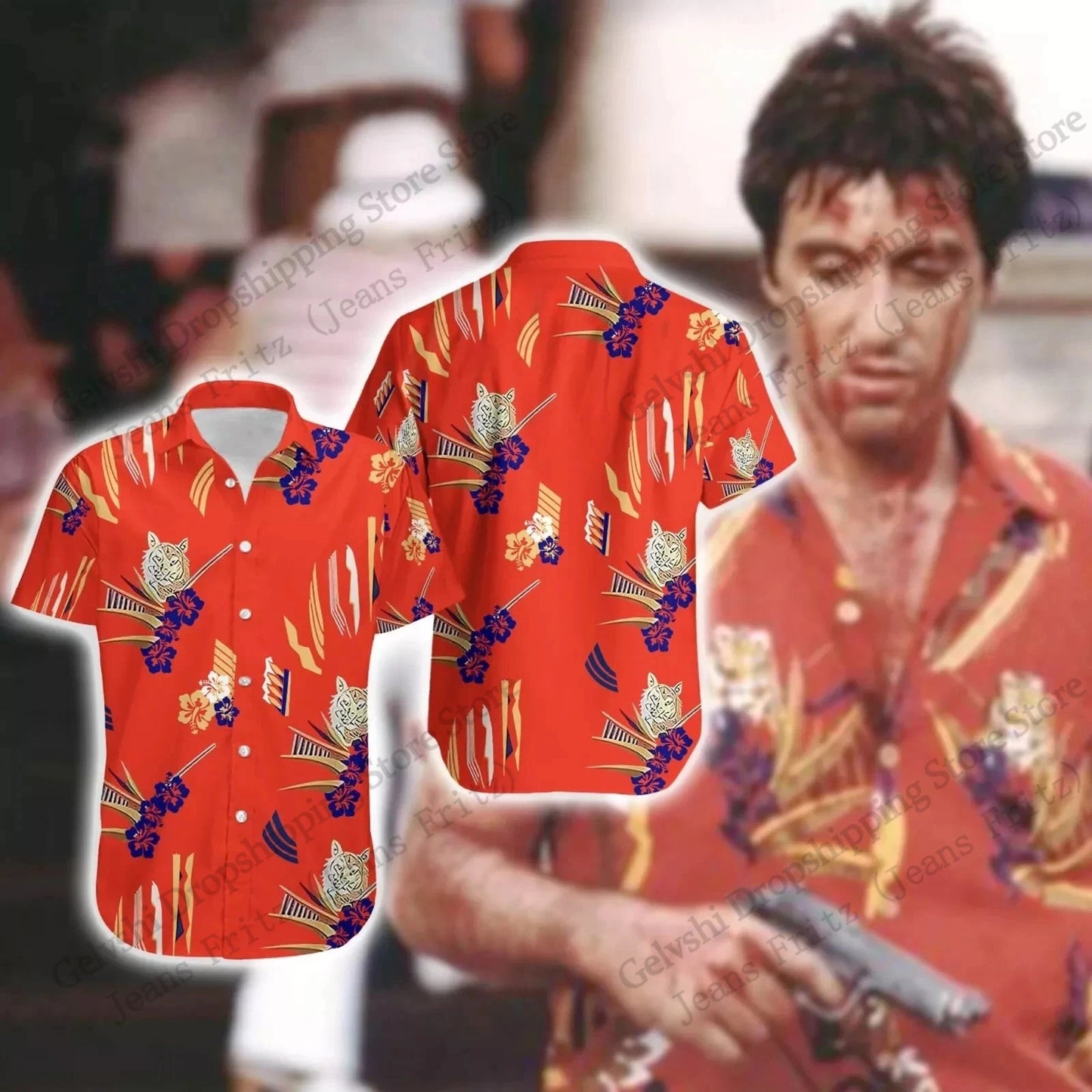 Hot Movie Scarface Hawaiian Shirt Tony Montana 3d Print Shirt Men Women Fashion Short Sleeve Casual Shirts Blouse Elastic Shirt