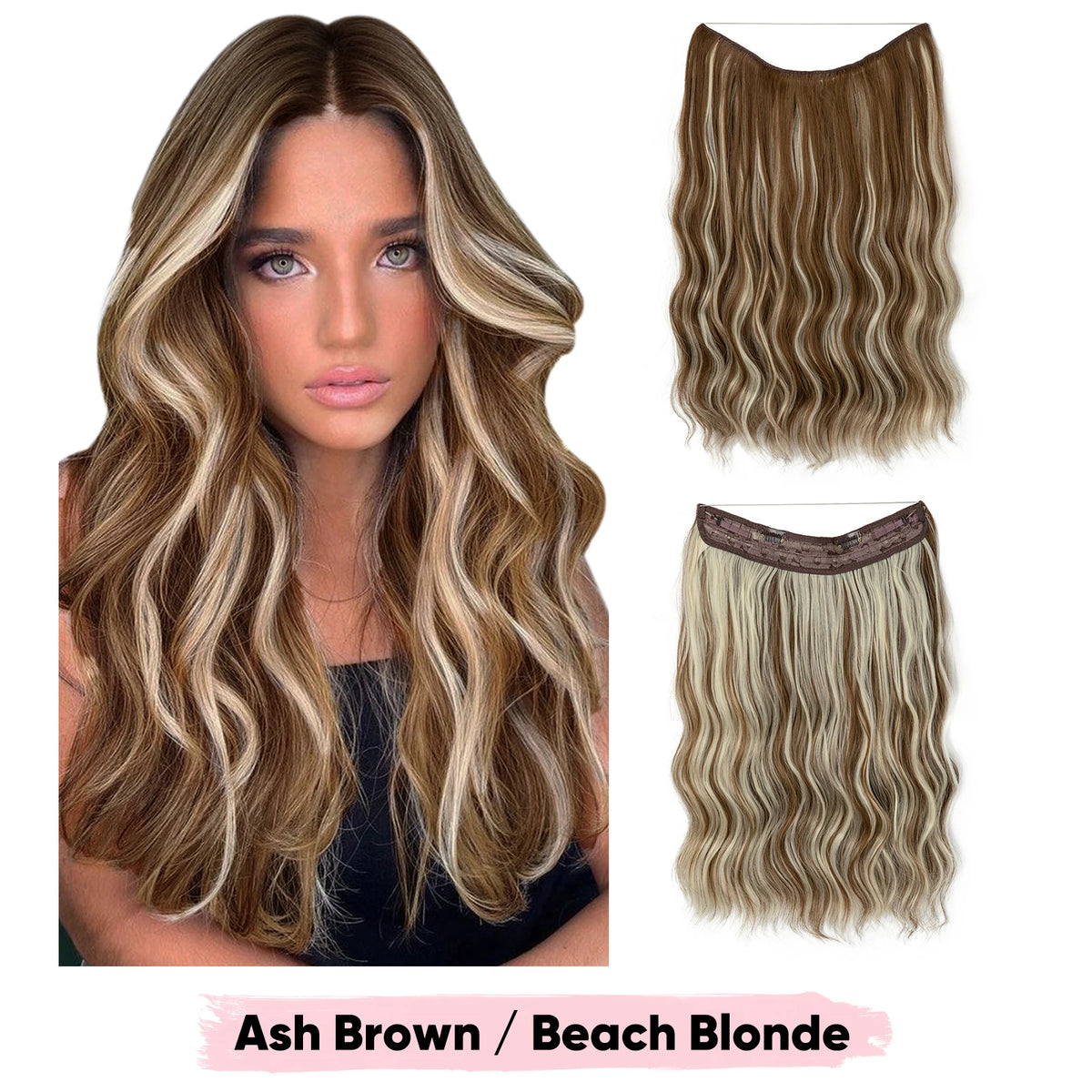 SARLA Synthetic Wave Invisible Wire Clip in Hair Extensions Fish Line With Clips Hairpiece Ombre Fake Hair Piece For Woman