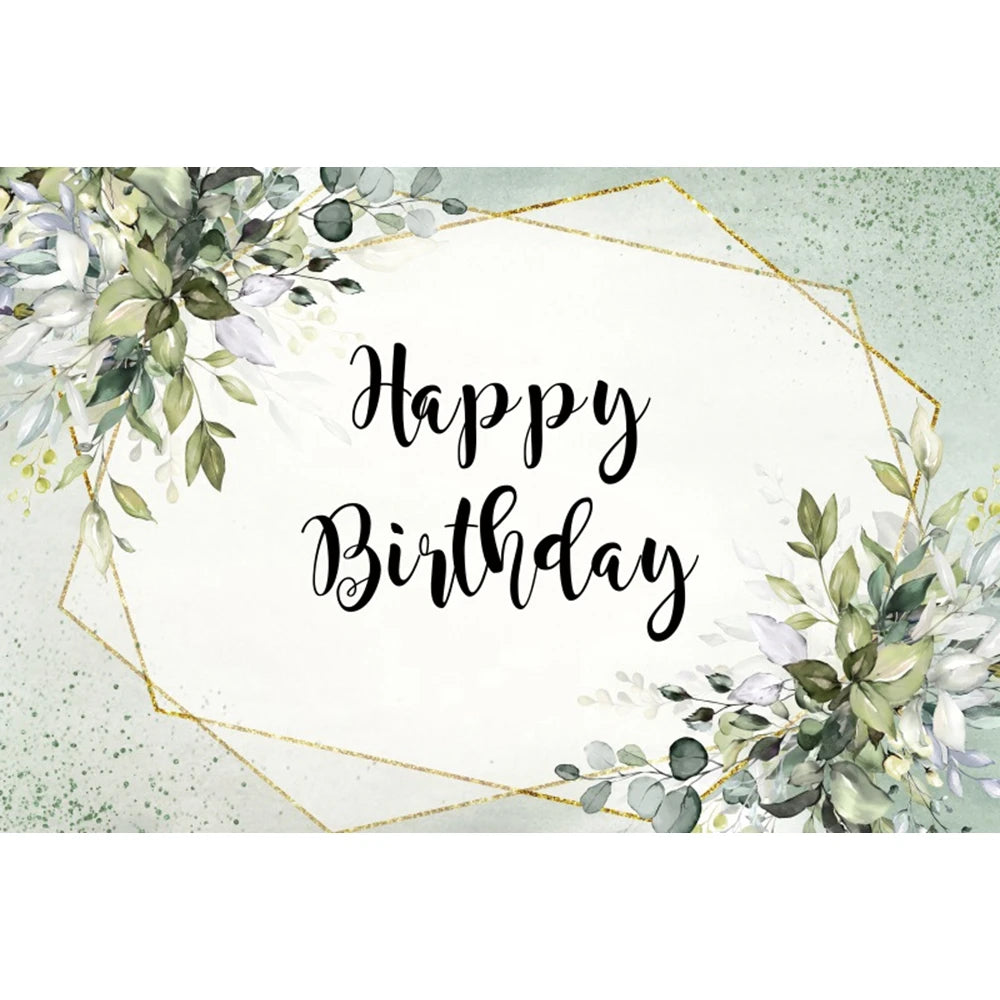 Happy Birthday Backdrop Gold Frame Frame Flower Butterfly Baby Shower Adult Anniversary Birthday Party Photography Background
