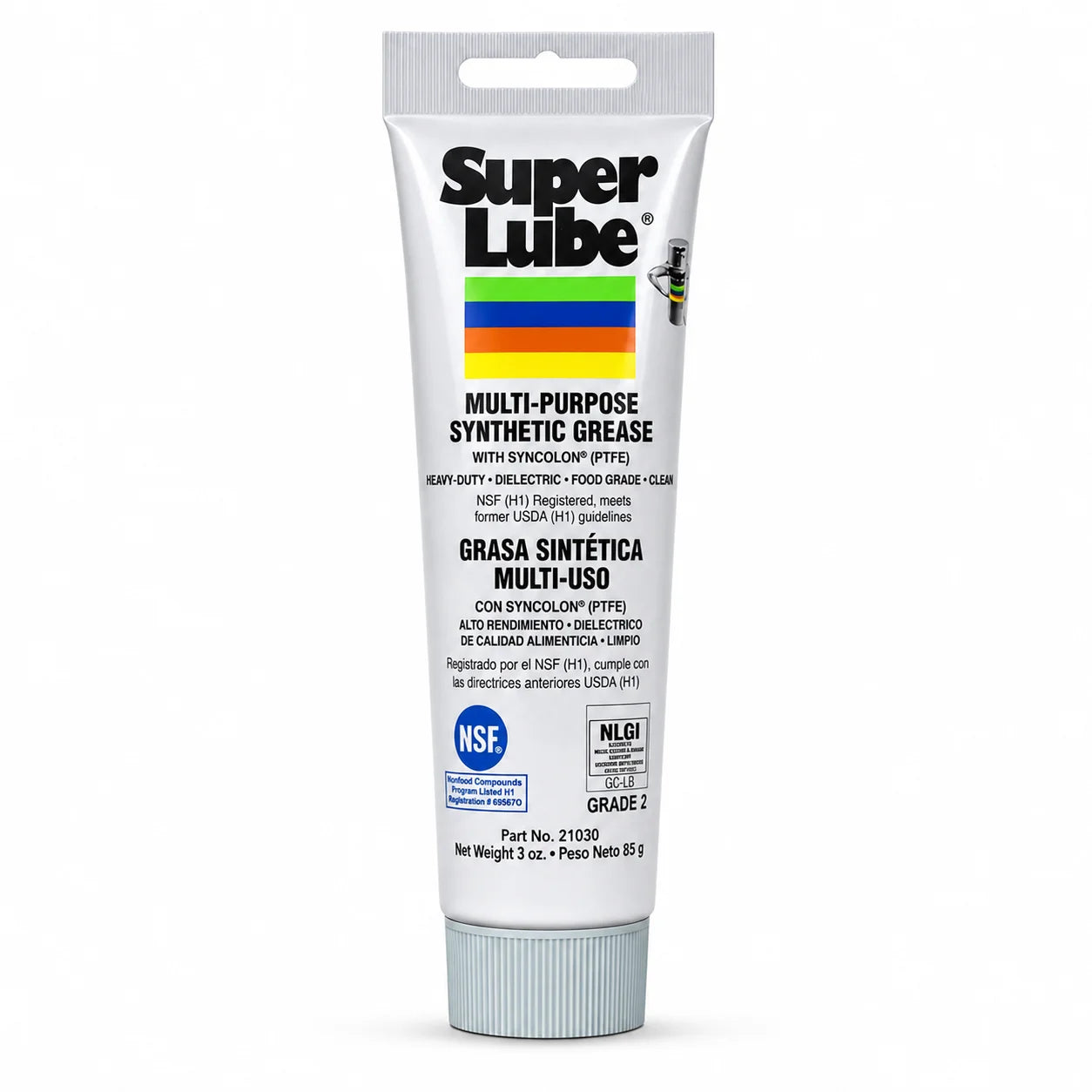 Super Lube 21030 Multi-Purpose Synthetic Grease 3oz 85g NLGI 2 Food Grade PTFE Lubricant for Bearing O-Ring