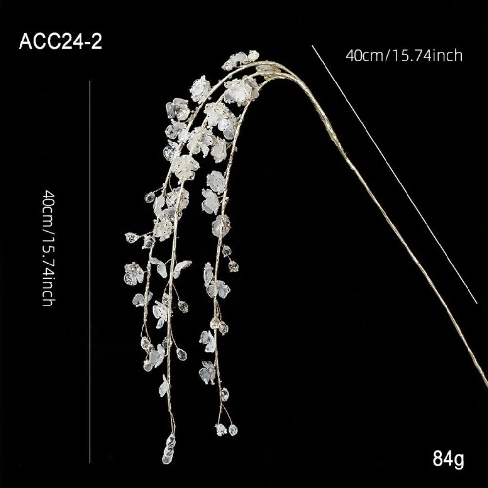 Crystal Bud Crystal Tree Branches Weeping Willow Long Branch Crystal Bud Branches Transparent Bead Sparkling Xmas Tree Ornament