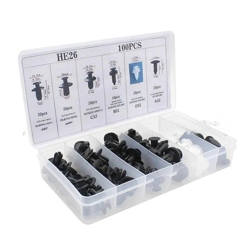 New Car Disassembly Tool With Auto Fastener Clips Mixed Kit Car Body Push Retainer Pin Rivet Bumper Door Trim Panel Fastener Kit