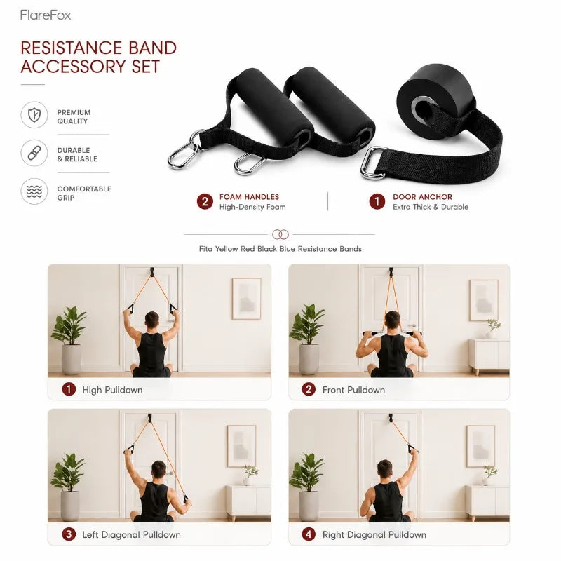 FlareFox Multiple Resistance Bands Set Pull-up Assist Straps Strength Agility Training Handy Gym Equipment for Home CrossFit