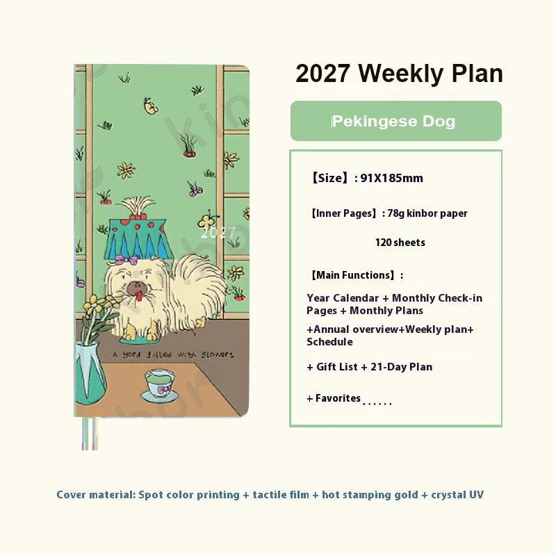 Newest Kinbor 2027 Notebook Agenda Weekly Planner 52g BaChuan Paper Pocket Journal Plan Book Travel Recording School Supplies